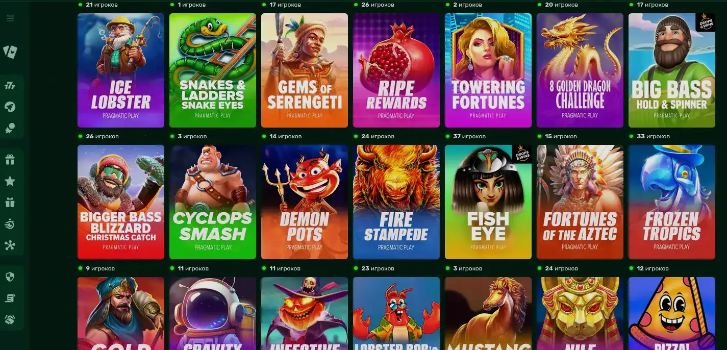 Интерфейс онлайн казино Kraken с игровыми автоматами